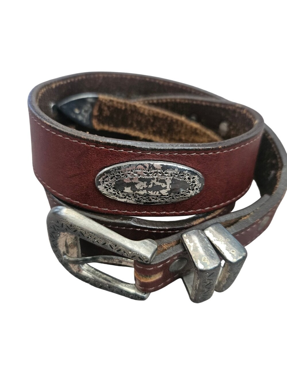 Brighton‎ Distressed Taper Ornament Western Brown Leather Belt Sz 30